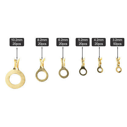 10.0mm 20pcs Ring Eye Terminal Different Sizes 150PCS Brass Material Manual Measurement Slight Measurement Deviation