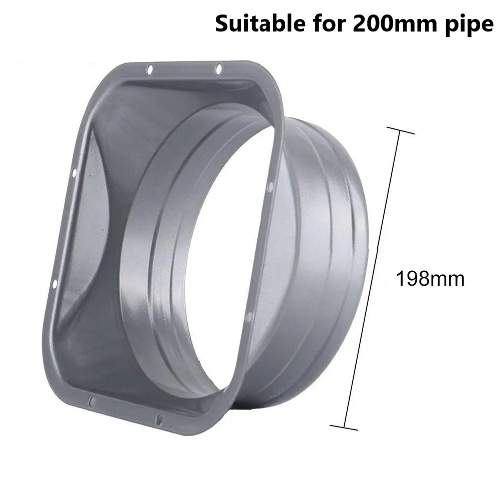 For Kitchen Hood Ventilator Pipe Connecting Vent Flange Exhaust Duct 4-10inch Electrostatic Spray Metal Silver-gray