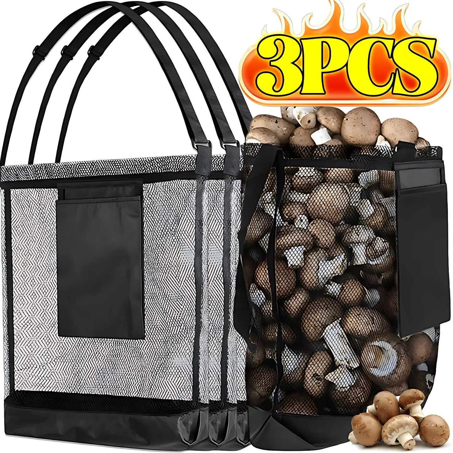 Mesh Mushroom Foraging Bag with Adjustable Shoulder Strap