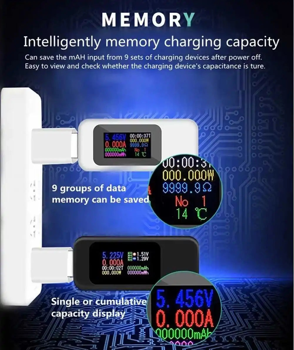 10-in-1 USB Digital Tester Voltmeter Ammeter for Power Bank & Charger