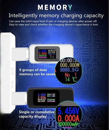 10-in-1 USB Digital Tester Voltmeter Ammeter for Power Bank & Charger