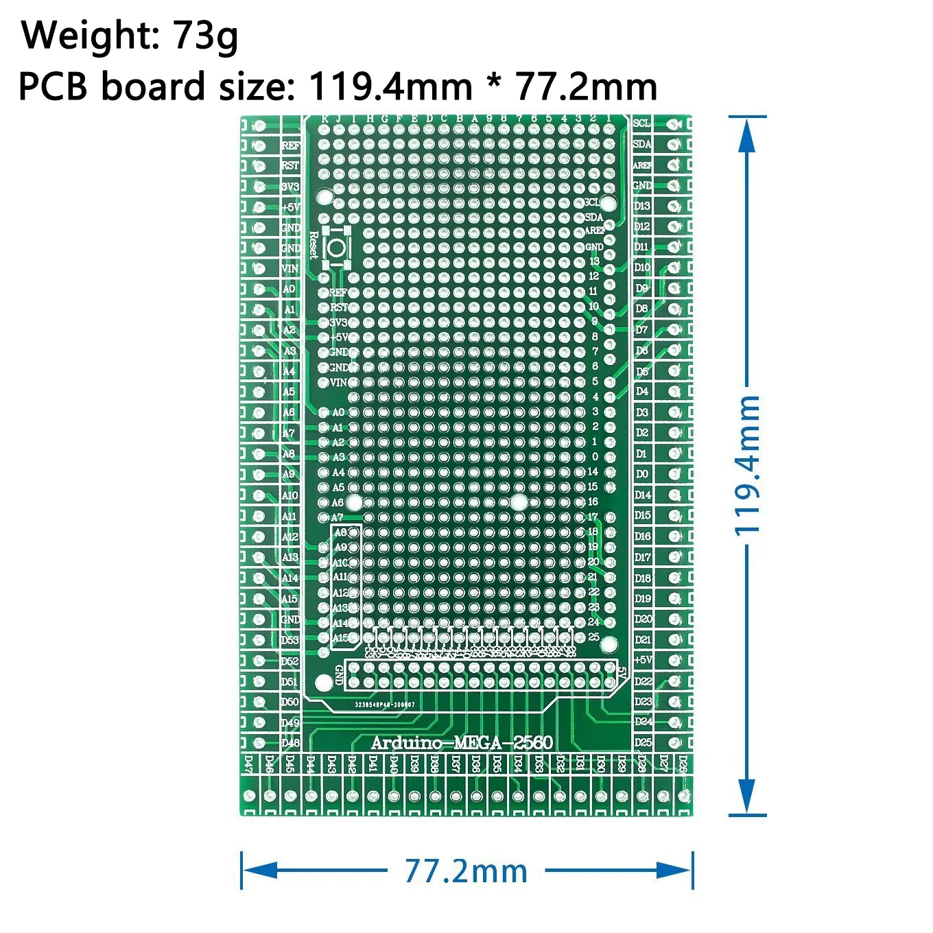 MEGA2560 Prototype Shield Board with Screw Terminal Block | Double-Sided PCB Expansion Kit Compatible with Arduino Mega 2560 R3