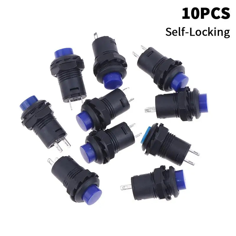 10pcs DS-428/427 12mm Push Button Switch – Self-Lock & Momentary Pushbutton Switch OFF-ON 1.5A/250VAC