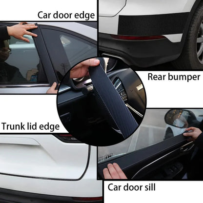 3D Carbon Fiber Sticker – Car Threshold Protective Film Anti-Scratch Waterproof Matte Black Nano Sticker Tape for Car Body