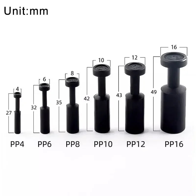 PP PPF Nylon Pneumatic Blanking Plug Hose Tube Push Fit Connector Air Line 4mm 6mm 8mm 10mm 12mm 16mm