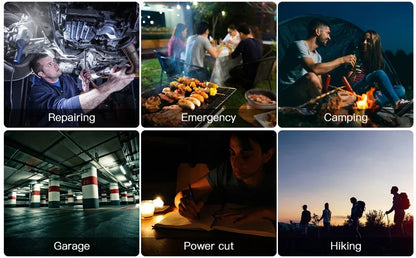 USB Rechargeable Portable COB LED Flashlight Work Light Magnetic Lanterna Hanging Lamp with Built-in Battery Camping Torch
