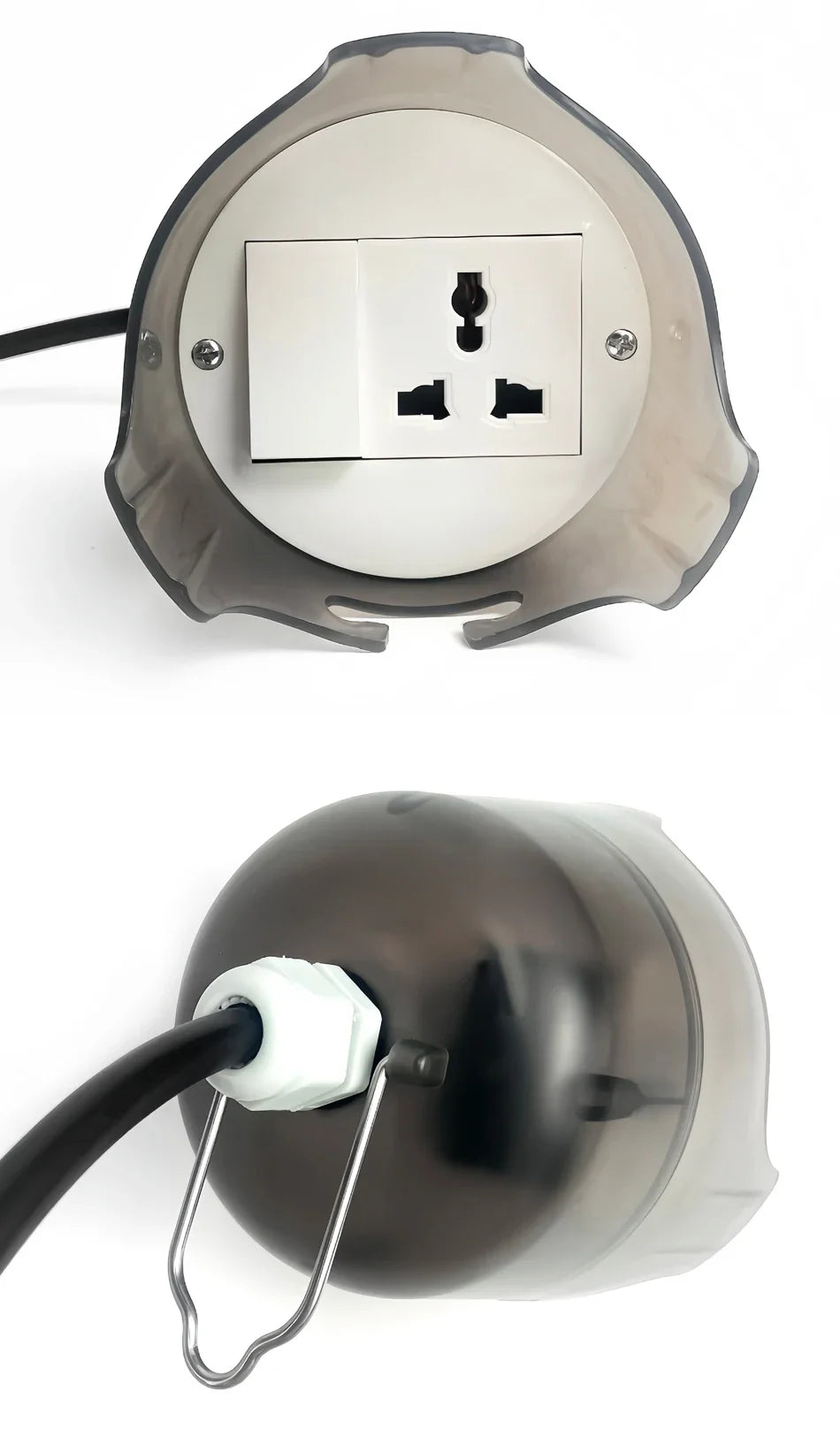 Outdoor Waterproof Electrical Socket Box Weatherproof Rainproof Power Outlet with Protective Cover for Garden Patio