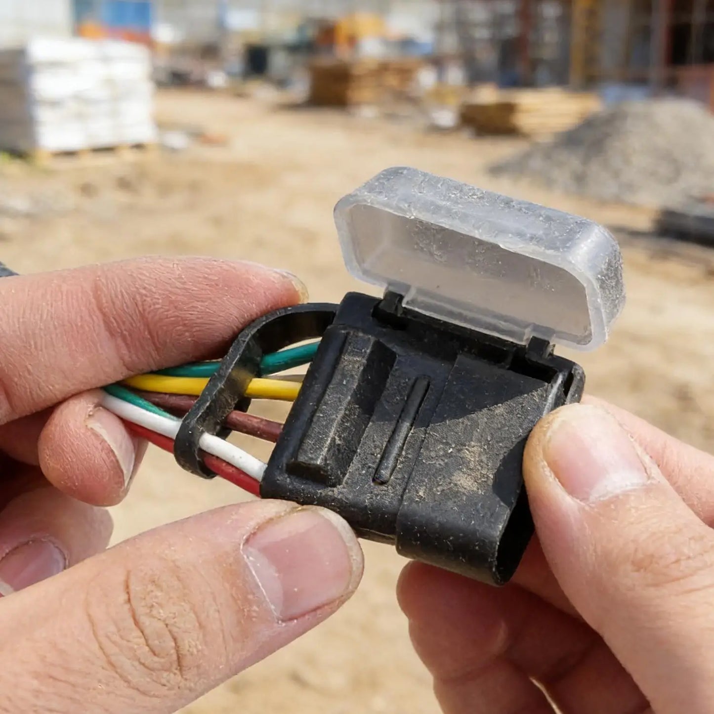 Universal 4-Way Flat Trailer Plug Dust Cap — Rubber Connector Boot with Safety Loop