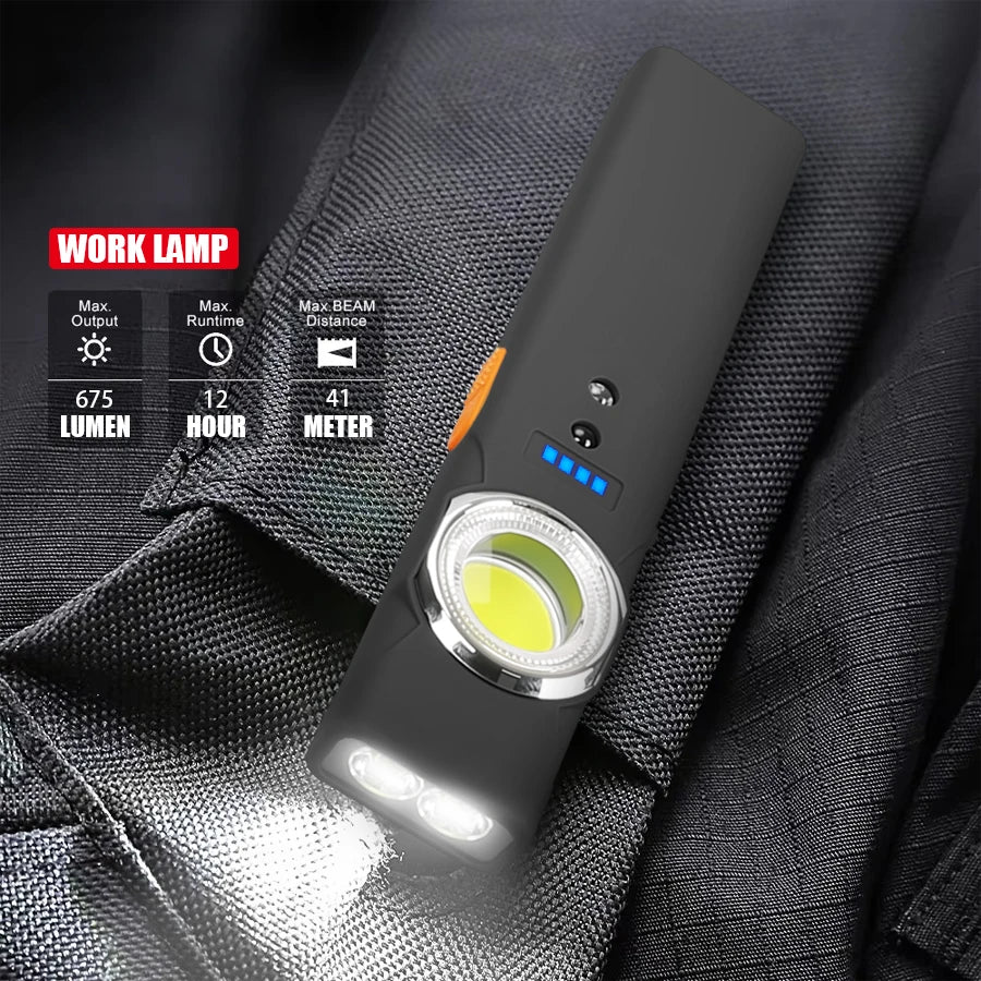 EDC LED Flashlight with Pen Clip Magnetic Rechargeable Work Light