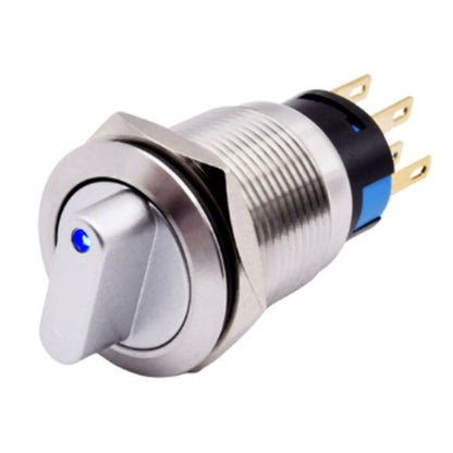 Momentary Rotary Push Button Switch 19mm 3 Position 2NO2NC 36V Waterproof IP66 Rated Stainless Steel 304 Construction