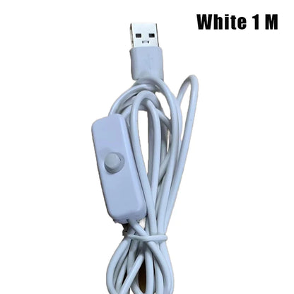 1M/1.5M USB Male To 2 Core Connection Cable 5V Switch Power Supply Wire 501 Button ON OFF 2A For LED Strip Lamp Bulb Light