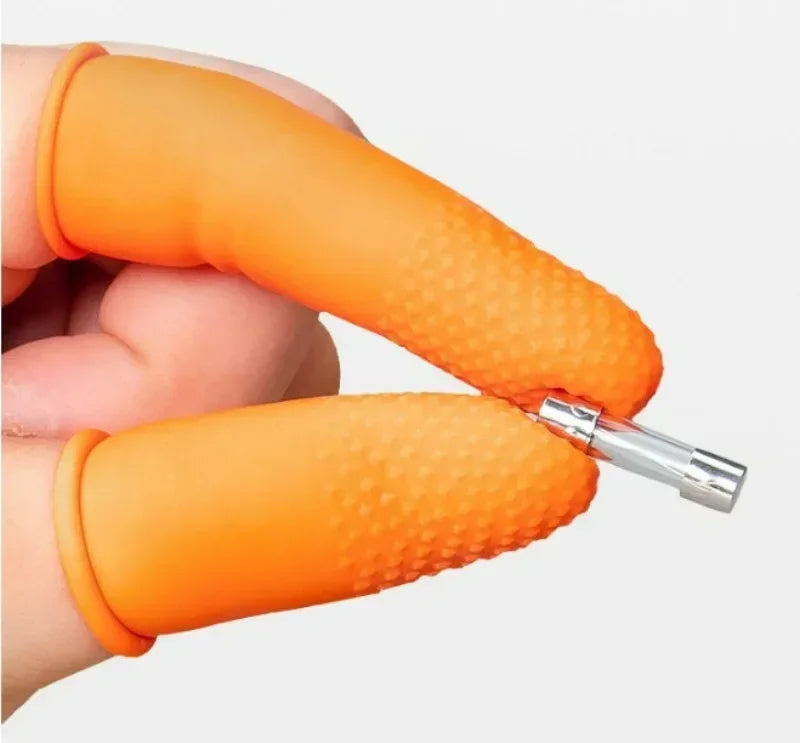 200/10PCS Latex Finger Cots Orange Thumb Caps Anti-static Industry Rubber Fingertips Protector Gloves Non-slip Finger Gloves