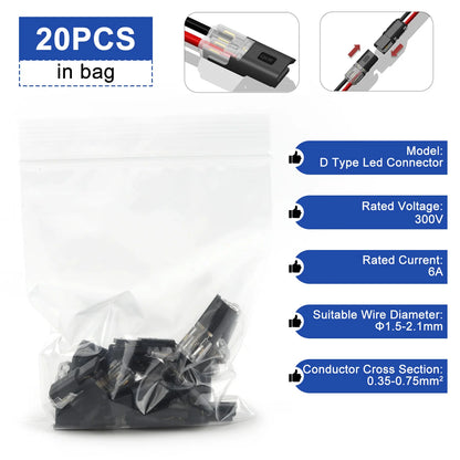 2 Pin Insulated Strip Terminal Block Automotive Wire Connector 20/50/100pcs