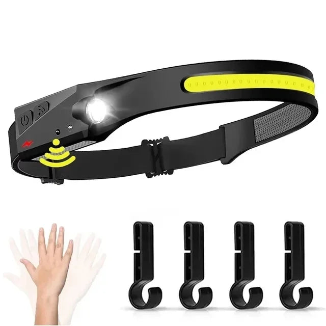 Portable LED Sensor Headlamp USB Rechargeable Built-in Battery