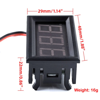 DC 4.5V-30V Digital Voltmeter Ammeter 0.56 Inch Two-Wire LED Display Voltage Current Meter for Car Motorcycle and DIY Electronics