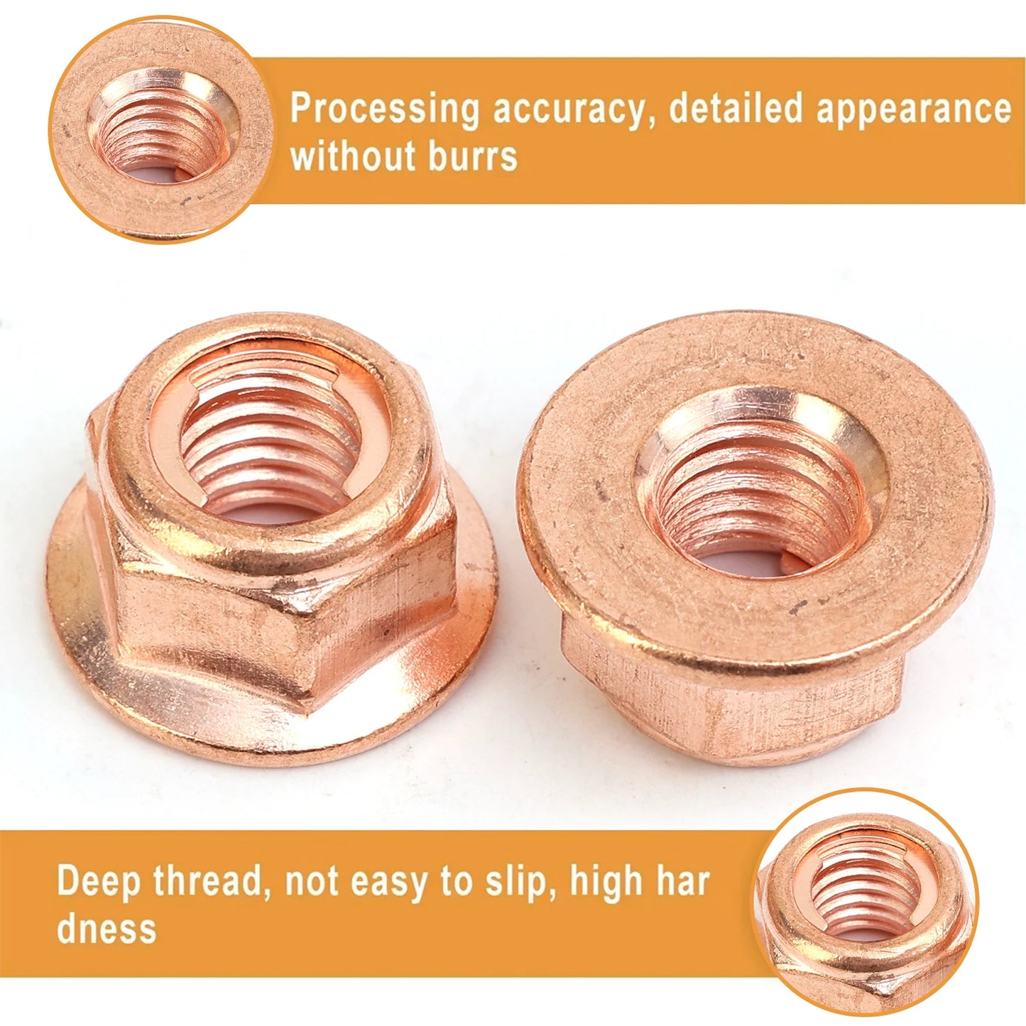 M8 Copper Exhaust Manifold Nut Flange Fastener for BMW Turbo Repair
