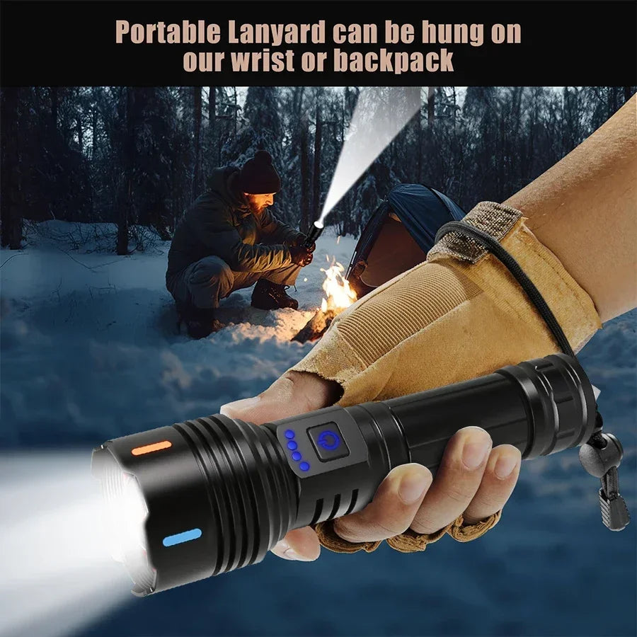 Super Bright LED Flashlight USB Rechargeable Zoom Tactical Torch