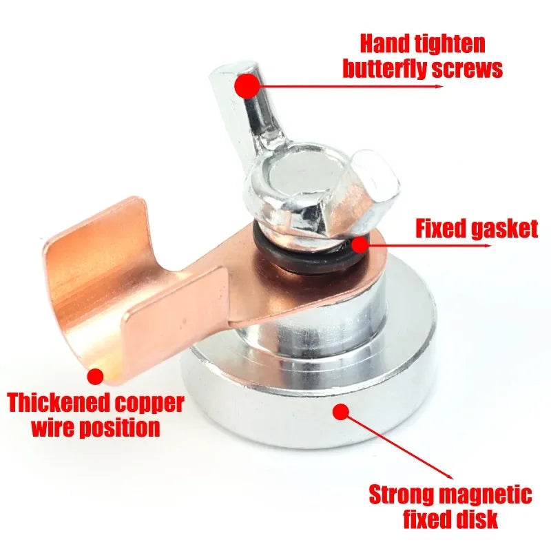 Powerful Magnetism Welding Ground Magnet Copper Electrode Fixing Clamps, Single Head Welding Support Accessories