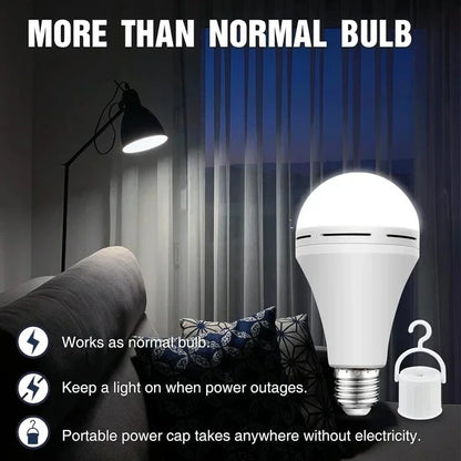 Portable E27 LED Bulb Lamps 9W 15W Rechargeable High Brightness LED Bulb Lights for Indoor Outdoor Camping Emergency Lighting