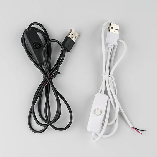 1M/1.5M USB Male To 2 Core Connection Cable 5V Switch Power Supply Wire 501 Button ON OFF 2A For LED Strip Lamp Bulb Light