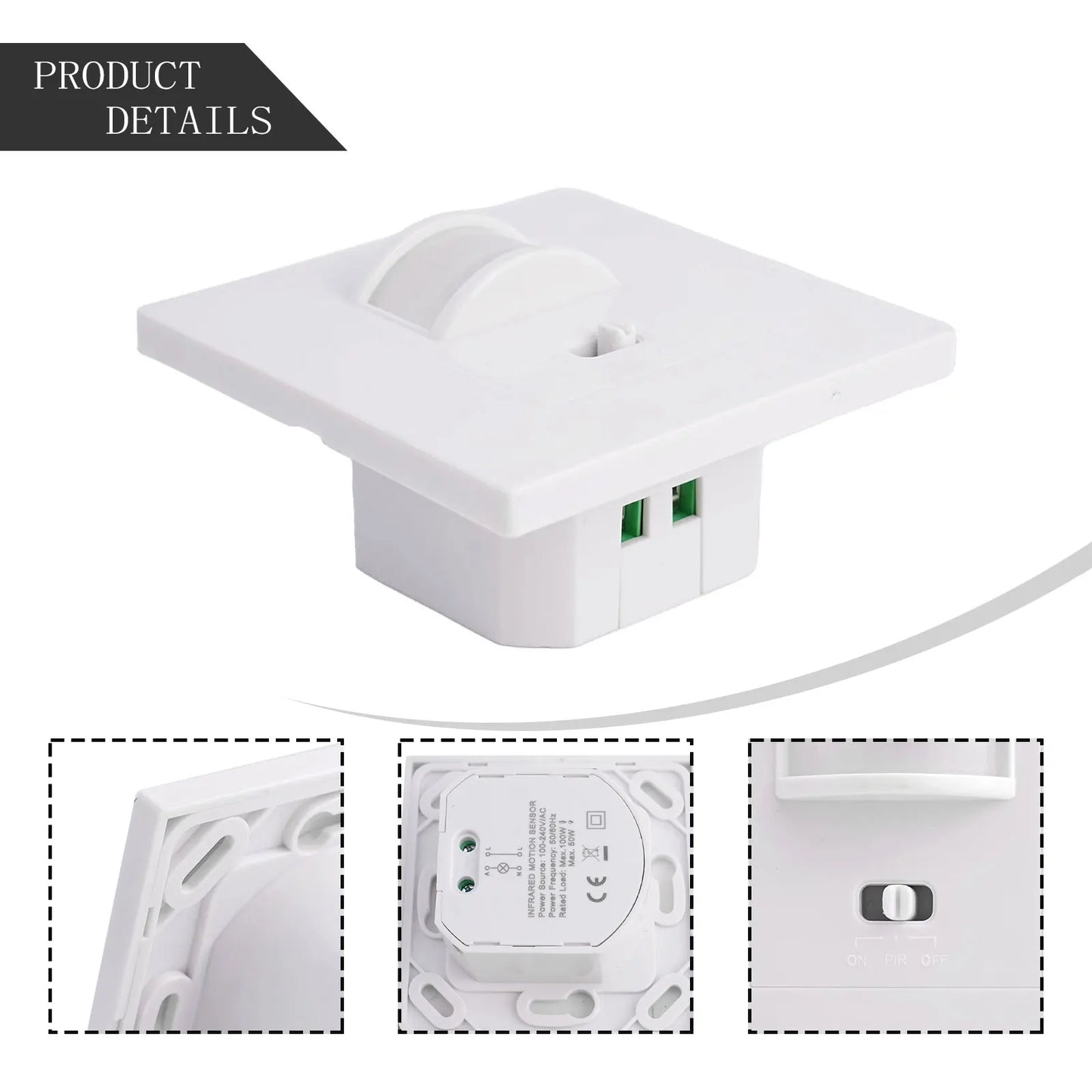 Adjustable Sensor Switch Motion Sensor Switch Infrared Motion Sensor Adjustable Sensitivity Customizable Range