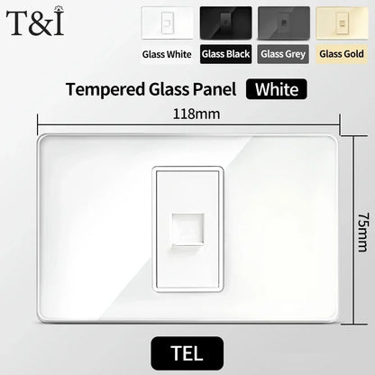 118x75mm Tempered Glass US Thai Socket Dual USB-C Ports 2 AC Outlets 110V Scratch-Resistant Panel