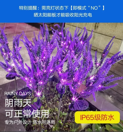 Purple Lavender Flower Solar Garden Lights Outdoor Decorative Lawn Lamp for Patio Yard Decor