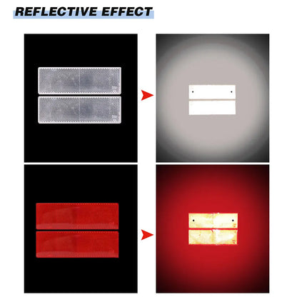 Truck Trailer Rectangle Reflective Tape Stickers – Auto Safety Night Warning Reflector (Red/White, 1/2/4pcs)