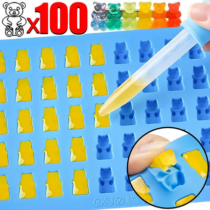 100/50x Candy Silicone Chocolate Mold Baking Supplies DIY Fudge Chocolate Candy Making Molds Gummy Bear Mold With Dropper Pastry