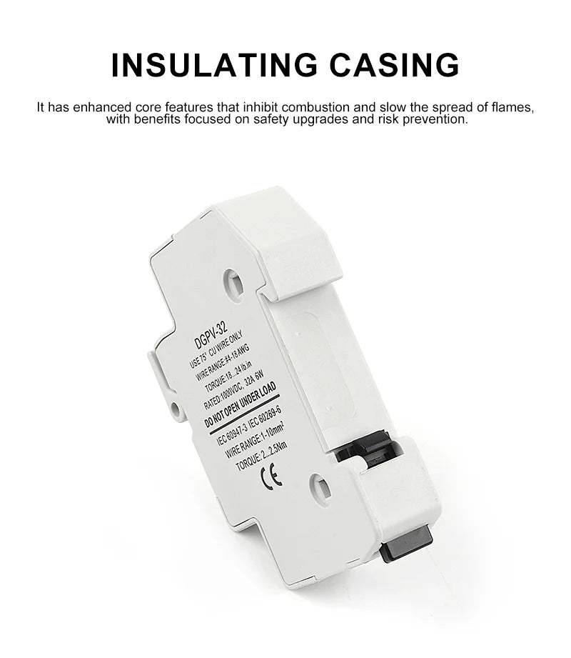 Solar PV 1000V Fuse Holder for 10x38mm PV Fuse Link Photovoltaic System Protection Base No Fuse
