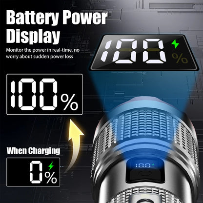 Super Powerful 19000000LM LED Flashlight Rechargeable Big Aperture Torch
