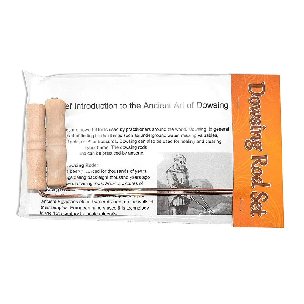 99.9% Pure Copper Divination Probes Rod with Wooden Handles, Round Copper Poles for Water Treasure
