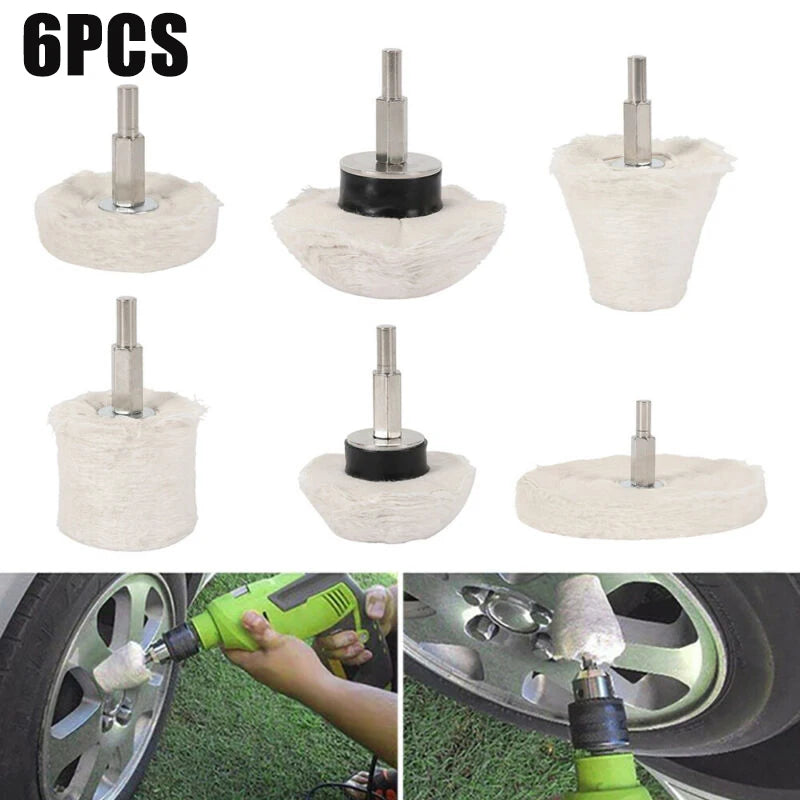 6PCS Stainless Steel Polishing Wheel Set | Cloth + Steel Polisher for Metal, Jewelry, Glass, Aluminum, Ceramic, Wood