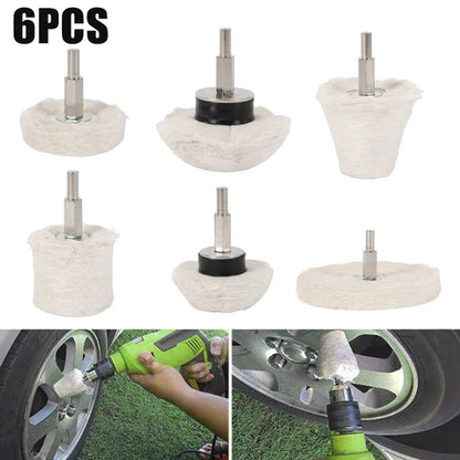 6PCS Stainless Steel Polishing Wheel Set | Cloth + Steel Polisher for Metal, Jewelry, Glass, Aluminum, Ceramic, Wood