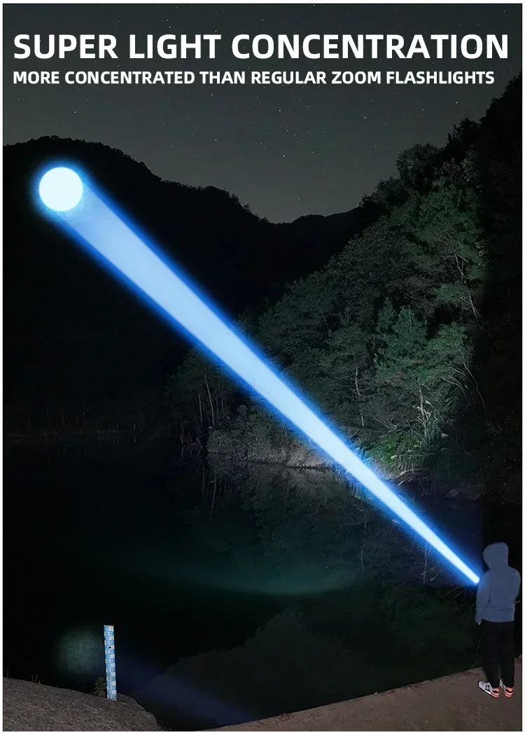 Super Bright LED Flashlight USB-C Rechargeable Tactical Torch