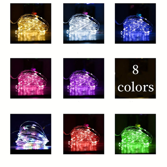 20Pcs LED String Lights 8colors Atmosphere Colored Light Battery Powered Fairy Lights For Christmas Outdoor Room Festival Decor