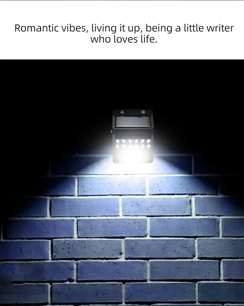 Mini Solar LED Wall Lamp with Light Sensor Waterproof Garden Light
