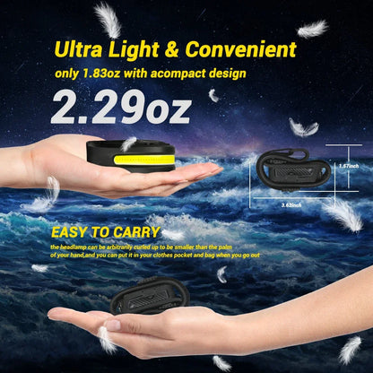 Wave Your Hand Sense COB Headlights Outdoor Cycling Lights USB Charging Night Running Lights Strong Light Silicone Headlights