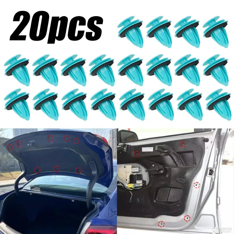 Green Nylon Retaining Clip for Toyota Bumper &amp; Door — Auto Vehicle Retainer Fastener Rivet 20/40pcs