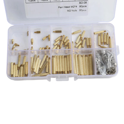 M2 Spacer Assortment Screw &amp; Nut Set 270pcs — Clear Storage Box for Electronics Assembly