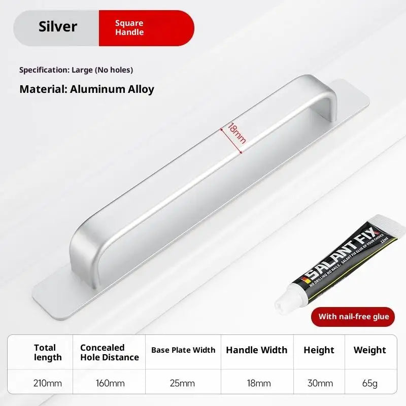 Drill-free Aluminum Handle for Sliding Door Window Drawer Bathroom Push-Pull