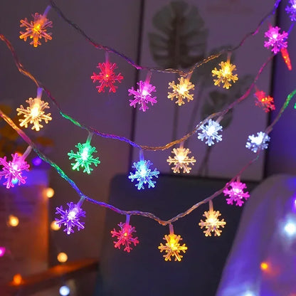 Snowflake LED String Lights USB Battery Operated Fairy Lights for Xmas Tree Wedding Party New Year Decoration Garland