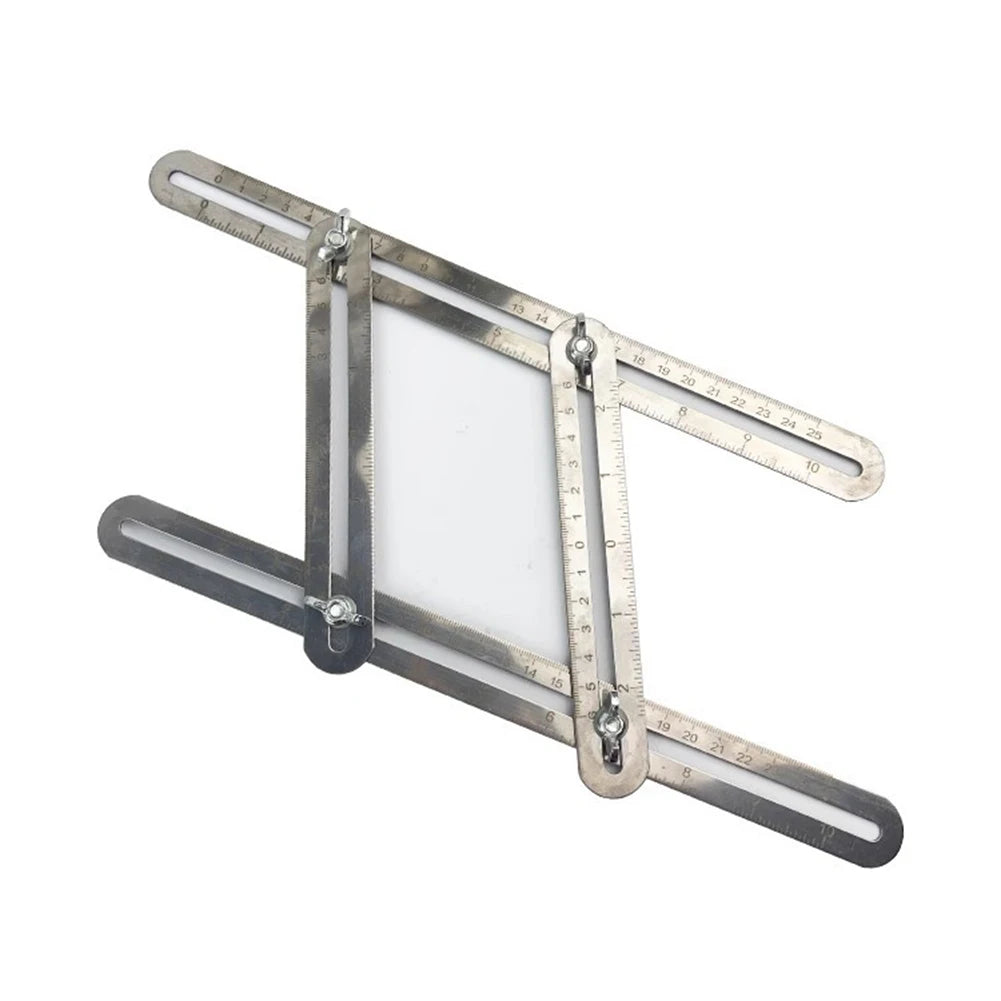 2pcs Multifunctional Four-fold Ruler Stainless Steel Folding Ruler Adjustable Angles Design For Woodworking Architecture