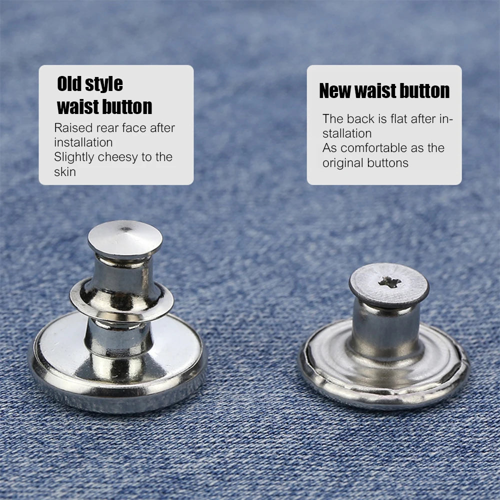 Jeans Buttons Replacement Kit — 17mm No-Sew Nailless Removable Metal Button Repair Set 10pcs