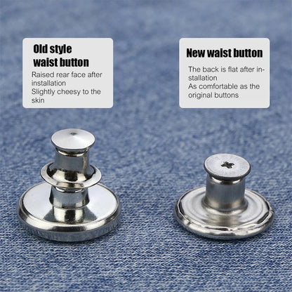 Jeans Buttons Replacement Kit — 17mm No-Sew Nailless Removable Metal Button Repair Set 10pcs