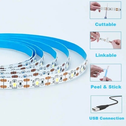 DC5V USB 2835 LED Strip Light White Warm White TV Background Lighting