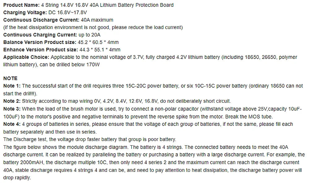 3S 4S Lithium Battery BMS Protection Board 40A 60A with Balance and Enhance Functions for Drill Motor 11.1V-16.8V Li-ion Cells