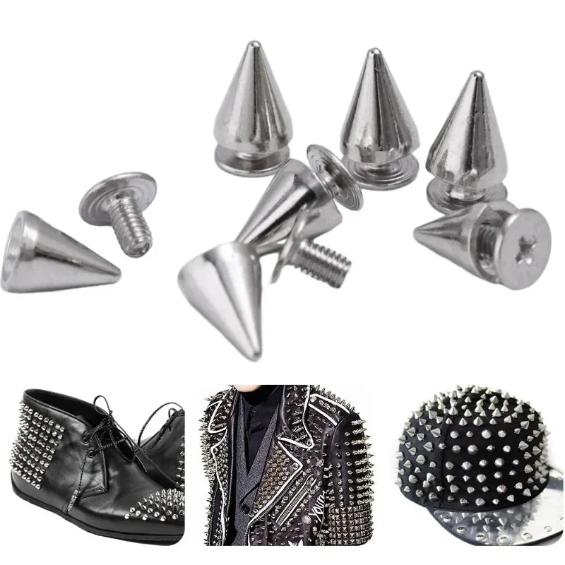 Round Cone Metal Spikes Screwback Studs Rivets — DIY Punk Decoration for Clothes, Shoes &amp; Leather