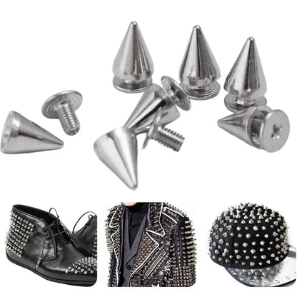 Round Cone Metal Spikes Screwback Studs Rivets — DIY Punk Decoration for Clothes, Shoes &amp; Leather