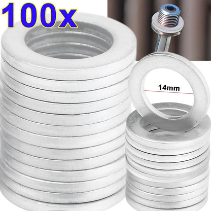 14mm Aluminum Oil Drain Plug Crush Washer Set — Universal Oil Change Gasket Kit